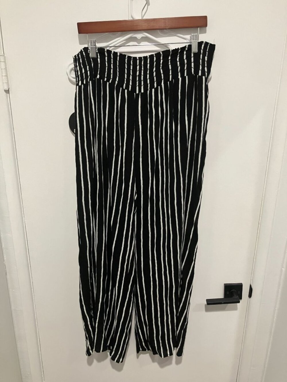 ONE5ONE Women's Margery Printed Wide Leg Pants, Black/White, Size XL, NWT
